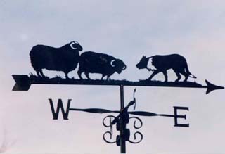 Two rams and collie weather vane